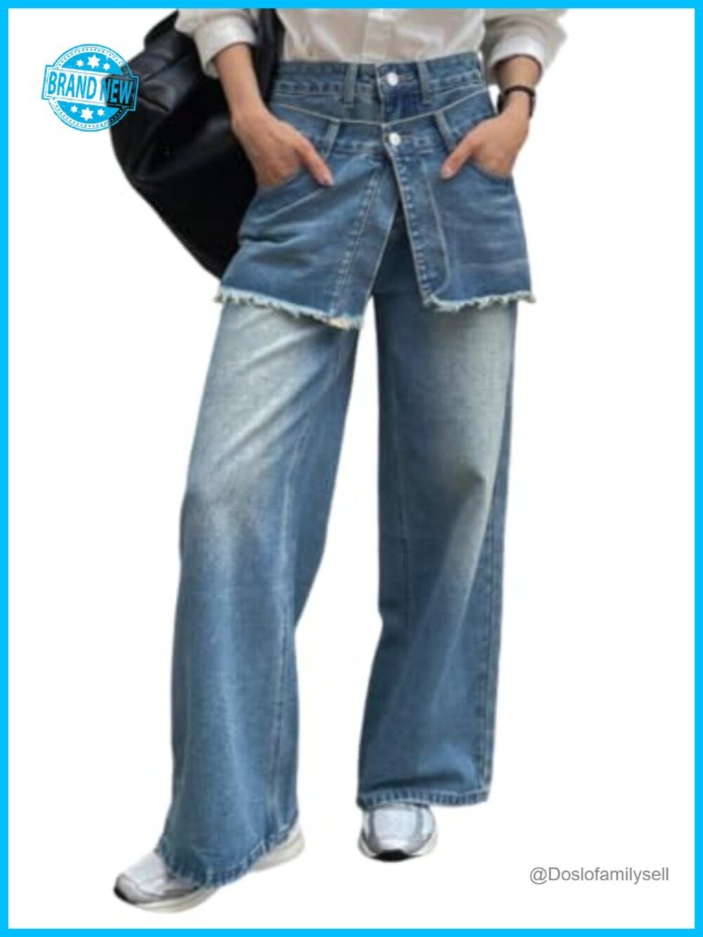 Wide Leg High Rise Distressed Patchwork Jeans